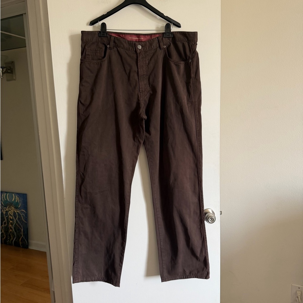 Ermenegildo Zegna Men’s Designer Brown Cotton Straight Leg Jeans size 42 EUC - Picture 2 of 13
